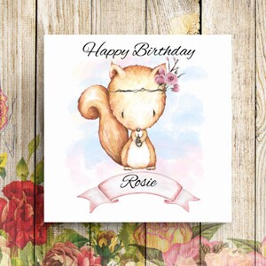 Cartão de aniversário personalizado do esquilo, cartão de aniversário do esquilo, cartão de aniversário do animal da floresta, cartão para ela, cartão da filha, cartão do amigo
