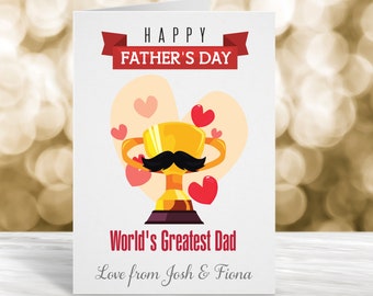 Personalised Father's Day Card, Happy Father's Day, No. 1 Dad Card, Number One Dad, Worlds Best Dad, Daddy Card, Dad/Daddy/Pop/Papa
