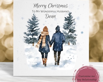 Christmas Card for Husband or Boyfriend – Romantic Holiday Card for Him, Cute Couples Xmas Card, Husband Christmas Card