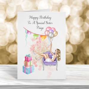 Personalisierte Geburtstagskarte, Karte für eine besondere Schwester, Karte zum 21. Geburtstag, Karte zum 18. Geburtstag, Tochter, Enkelin, Nichte, Karte für Sie
