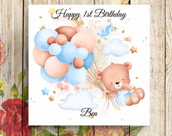 Personalised 1st Birthday Card, 1st Birthday Card, First Birthday Card, Personalized Birthday Card, Personalised Birthday Card