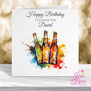 Carte d'anniversaire personnalisée, carte d'anniversaire de fils, carte d'anniversaire de frère, carte pour lui, carte de bière, carte d'anniversaire pour amateur de bière