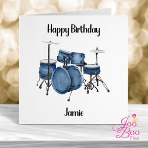 Carte d'anniversaire personnalisée, carte pour batteur, carte pour lui, carte pour elle, carte pour 18 ans, carte pour 30 ans, carte pour musicien