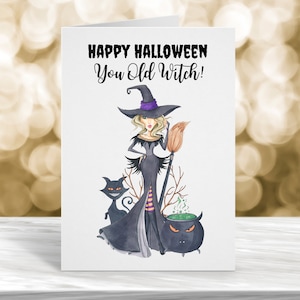 Karta na Halloween, Karta na Szczęśliwe Halloween, Słodka Karta na Halloween, Karta na Twoją Starą Wiedźmę, Karta na Cukierek albo psikus, Karta na Halloween