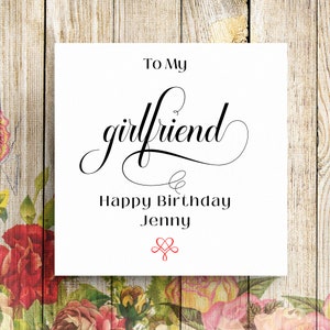 Carte d'anniversaire petite amie, carte d'anniversaire petite amie personnalisée, carte d'anniversaire, carte d'anniversaire personnalisée, carte pour elle