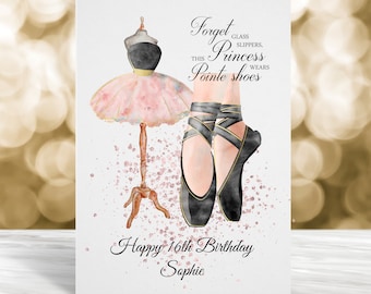 Personalised 16th Birthday Card, 18th Birthday Card, 21st Birthday Card, Ballet Birthday Card, Card for Her