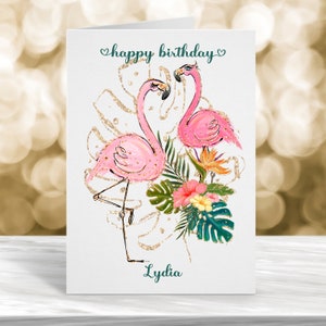 Carte d'anniversaire personnalisée flamant rose, carte d'anniversaire personnalisée, carte d'anniversaire, carte flamant rose, carte d'anniversaire d'enfant, carte pour elle