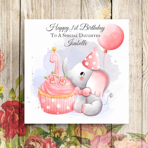 Carte personnalisée 1er anniversaire, carte 1er anniversaire, carte premier anniversaire, carte d'anniversaire fille, carte d'anniversaire petite-fille