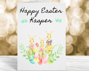 Biglietto di Pasqua personalizzato, biglietto con coniglietto pasquale, biglietto di buona Pasqua, biglietto carino