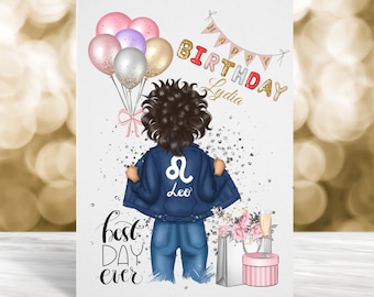 Leo Birthday Card, Personalised Birthday Card, Zodiac Birthday Card, Astrology Birthday Card, July Birthday Card, August Birthday Card