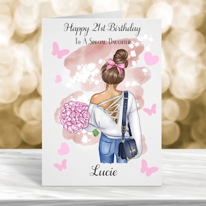Cartão de filha personalizado, cartão de 21º aniversário, cartão de 18º aniversário, cartão de 17º aniversário, cartão de 16º aniversário, 15º aniversário, 14º aniversário