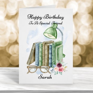 Carte d'anniversaire personnalisée, carte du 30e anniversaire, carte d'anniversaire rat de bibliothèque, carte pour elle, carte d'un ami spécial, carte de soeur, carte de fille