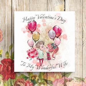 Carte de Saint-Valentin femme, carte de Saint-Valentin pour femme, jolie carte de Saint-Valentin, carte de la Saint-Valentin pour elle, Happy Valentines, carte de Saint-Valentin