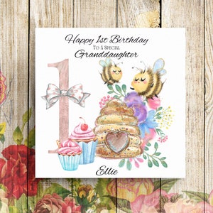 Cartão de primeiro aniversário personalizado, cartão de primeiro aniversário, cartão de primeiro aniversário, cartão Bumble Bee