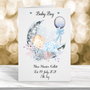 Personalisierte neue Babykarte, neue Babykarte, zur Geburt Ihres Babys, Babyjungenkarte, Glückwunschkarte