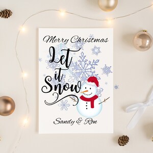 Biglietto di Natale personalizzato, Biglietto con pupazzo di neve di Natale, Biglietto Let it Snow, Biglietto di Natale per amici, Biglietto di amici, Biglietto di Natale personalizzato