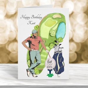 Carte d'anniversaire personnalisée, carte d'anniversaire de golfeur, carte d'anniversaire de golf, carte de fan de golf, carte d'anniversaire de golfeur
