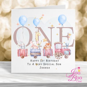 Carte personnalisée 1er anniversaire, carte 1er anniversaire, carte premier anniversaire, carte animal mignon, carte d'anniversaire spéciale fils, carte d'anniversaire fille