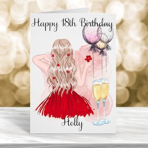 Carte personnalisée 18e anniversaire, carte 21e anniversaire, carte pour elle, carte d'anniversaire soeur, carte d'anniversaire fille, petite-fille