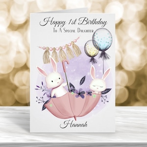 Carte personnalisée 1er anniversaire, carte d'anniversaire fille, carte d'anniversaire petite-fille, 2e carte d'anniversaire, 3e carte d'anniversaire, carte pour elle