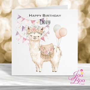 Carte d'anniversaire personnalisée, carte d'anniversaire en alpaga, carte d'anniversaire personnalisée, jolie carte d'anniversaire, carte d'anniversaire pour enfant, carte pour elle