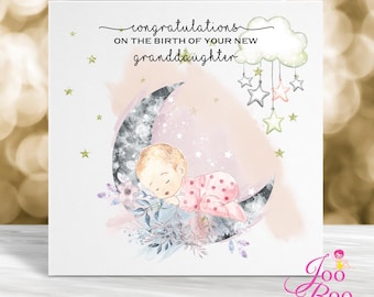 New Grandparents Card, New Grandparent Card, Congratulations on becoming Grandparents, New Baby Granddaughter Card, Baby Granddaughter Card