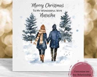 Christmas Card for Wife or Girlfriend – Romantic Holiday Card for Her, Cute Couples Xmas Card, Wife Christmas Card