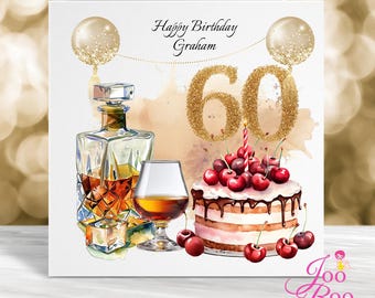 Personalised 60th Birthday Card, Card For Him or Her, Brandy Enthusiast