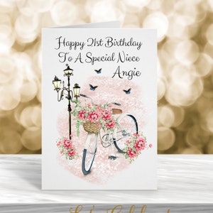 Carte personnalisée de 21e anniversaire, 21e anniversaire, 18e anniversaire, 16e anniversaire, carte d'anniversaire pour tous âges, anniversaire spécial nièce