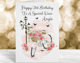 Personalised 21st Birthday  Card, Twenty-First Birthday Card, 18th Birthday, 16th Birthday, Any Age Birthday Card, Special Niece Birthday
