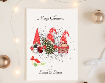 Personalised Christmas Card, Christmas Gnomes Card, Cute Gnomes Card, Christmas Card for Friends, Friends Card, Personalised Xmas Card