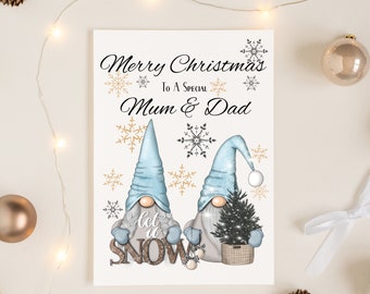 Mum & Dad Christmas Card, Merry Christmas Mum and Dad, Christmas Card For Mum and Dad, Gnome Christmas Card, Special Mum and Dad