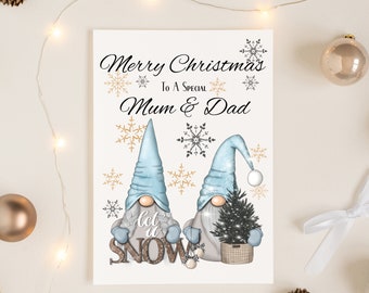 Mama & Papa kerstkaart, Merry Christmas mama en papa, kerstkaart voor mama en papa, Gnome kerstkaart, speciale mama en papa