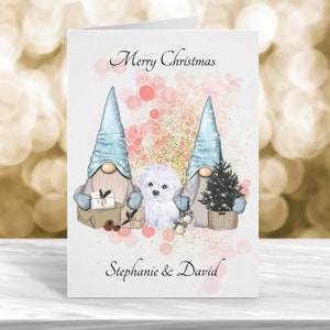 Biglietto di Natale personalizzato, Biglietto di gnomi di Natale, Biglietto di gnomi carini, Biglietto di Natale per amici, Biglietto di Natale per amici