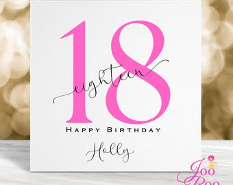 18th Birthday Card, Personalised 18th Birthday Card, Card for Her, Milestone Birthday Card, 18 Card, 18th Birthday, Card for Him,