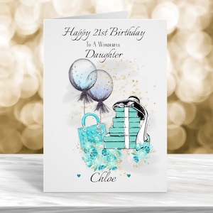 Carte personnalisée 21e anniversaire, carte 18e anniversaire, carte 16e anniversaire, carte d'anniversaire fille, carte d'anniversaire soeur, carte petite-fille