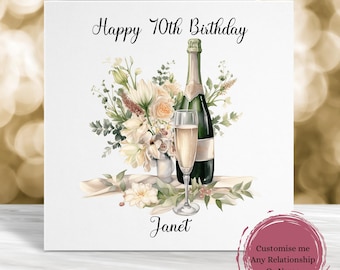 Personalised 70th Birthday Card, Mum Birthday Card, Daughter Birthday Card, Friend Birthday Card, Card for Her, Age Birthday Card