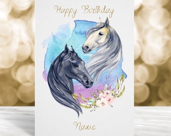 Tarjeta de cumpleaños personalizada, tarjeta para amante de los caballos, tarjeta de cumpleaños de caballos, tarjeta personalizada, tarjeta de cumpleaños de caballos personalizada