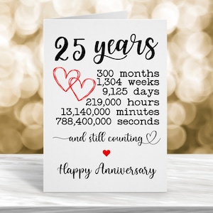 Tarjeta de 25.º aniversario de bodas, tarjeta de 25.º aniversario, tarjeta de 25.º aniversario, tarjeta de aniversario de bodas, bodas de plata