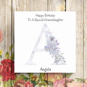 Biglietto d'auguri iniziale personalizzato, biglietto per lei, biglietto d'auguri per la nipote, biglietto d'auguri per la figlia, biglietto d'auguri monogramma, biglietto d'amico