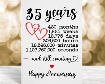 35th Wedding Anniversary Card, 35 Year Anniversary Card, 35th Year Anniversary Card, Wedding Anniversary Card, Coral Wedding Anniversary