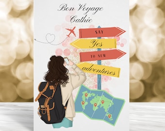 Personalised Bon Voyage Card, Good Luck Card, New Adventure Card, Happy Travels Card, Safe Travels Card,
