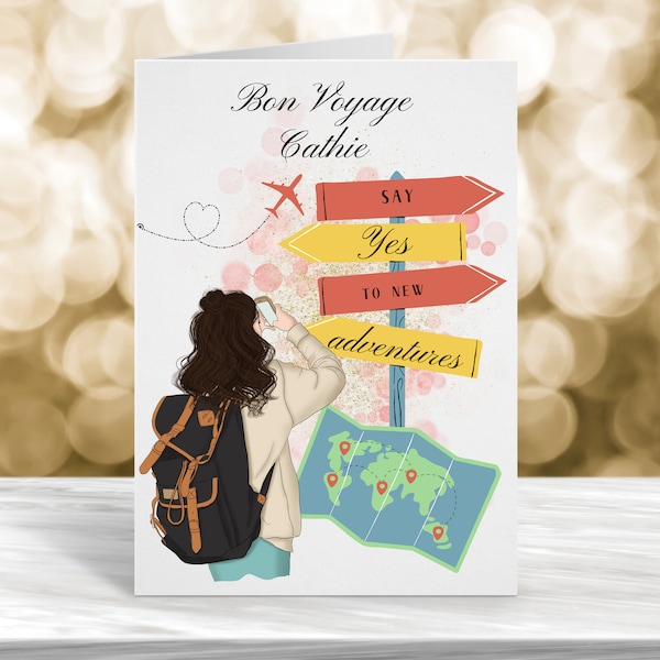 Personalised Bon Voyage Card, Good Luck Card, New Adventure Card, Happy Travels Card, Safe Travels Card,