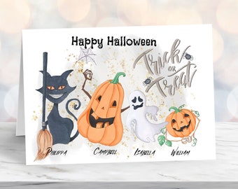 Happy Halloween Card, Halloween Card, Cute Halloween Card, Trick or Treat Card, Card for Halloween, Spooky Halloween Card, Family Halloween