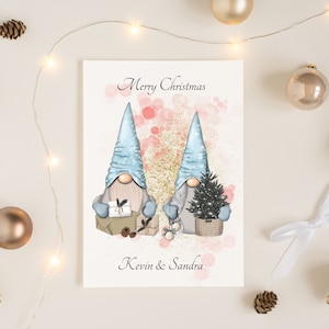Cartão de Natal personalizado, cartão de gnomos de Natal, cartão de gnomos bonito, cartão de Natal para amigos, cartão de amigos, cartão de Natal personalizado
