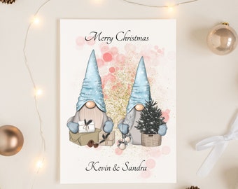 Personalised Christmas Card, Christmas Gnomes Card, Cute Gnomes Card, Christmas Card for Friends, Friends Card, Personalised Xmas Card