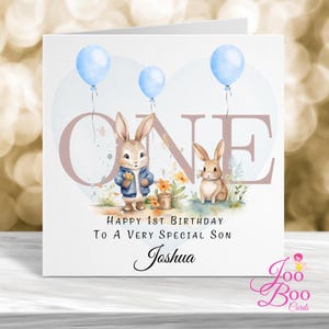 Carte personnalisée 1er anniversaire, carte 1er anniversaire, carte premier anniversaire, carte animal mignon, carte d'anniversaire spéciale fils, carte d'anniversaire fille