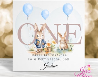 Personalised 1st Birthday Card, 1st Birthday Card, First Birthday Card, Cute Animal Card, Special Son Birthday Card, Daughter Birthday Card
