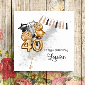 Carte personnalisée 40e anniversaire, carte 40e anniversaire, carte d'anniversaire fille, carte d'anniversaire nièce, carte pour elle, carte d'anniversaire ami