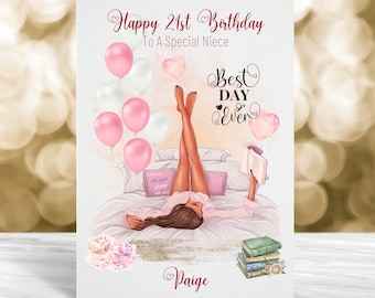 Personalised 21st Birthday Card, 21st Birthday Card, Daughter Birthday Card, Granddaughter Birthday Card, Card for Her, Niece Birthday Card